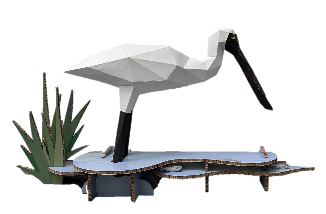 Wetland Geometric Cardboard Model - Black-faced Spoonbill